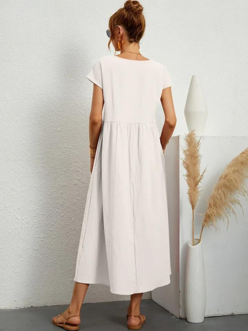 Melina | Women's Cotton Cap Sleeve Gathered Waist Midi Dress Carol & Margaret Wilmington