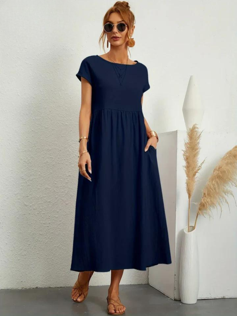 Melina | Women's Cotton Cap Sleeve Gathered Waist Midi Dress Carol & Margaret Wilmington