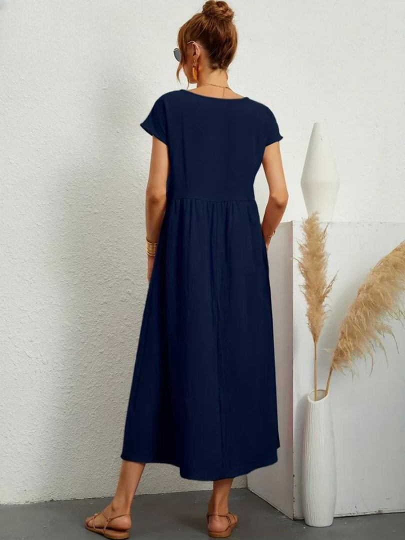 Melina | Women's Cotton Cap Sleeve Gathered Waist Midi Dress Carol & Margaret Wilmington