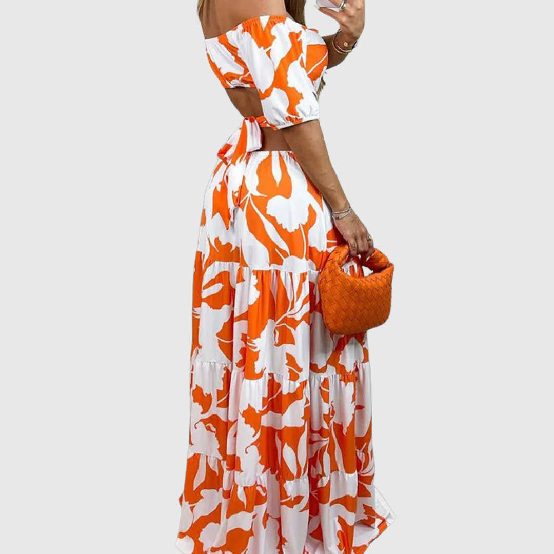 Melany | Women's Cotton Off-Shoulder Cutout Tiered Maxi Dress Carol & Margaret Wilmington