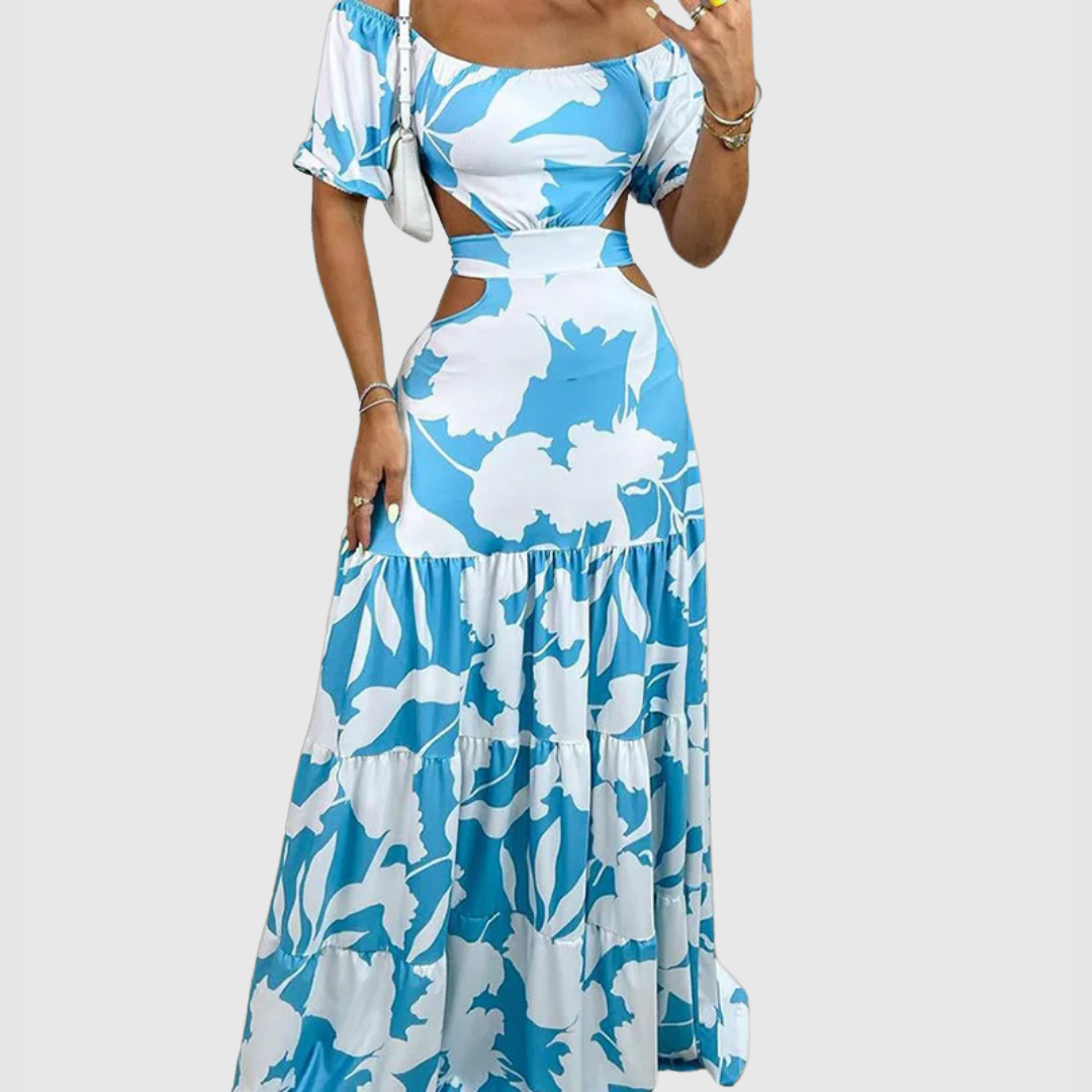 Melany | Women's Cotton Off-Shoulder Cutout Tiered Maxi Dress Carol & Margaret Wilmington