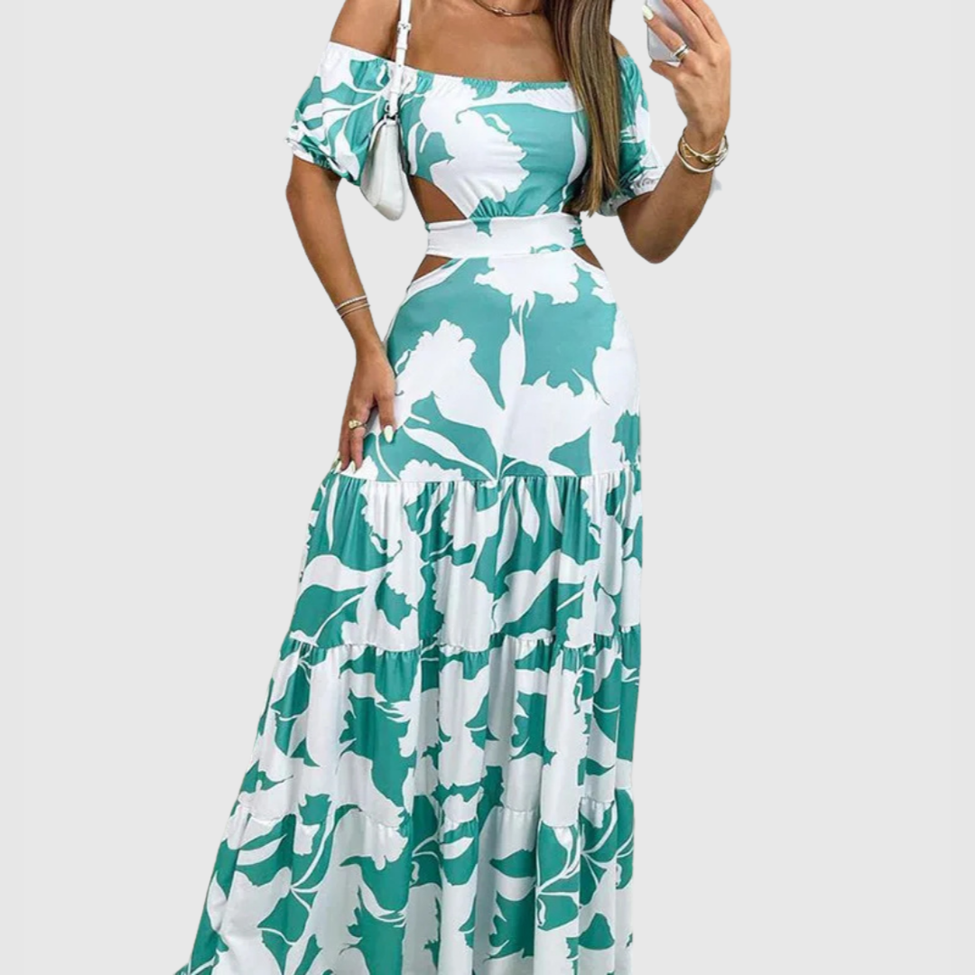 Melany | Women's Cotton Off-Shoulder Cutout Tiered Maxi Dress Carol & Margaret Wilmington