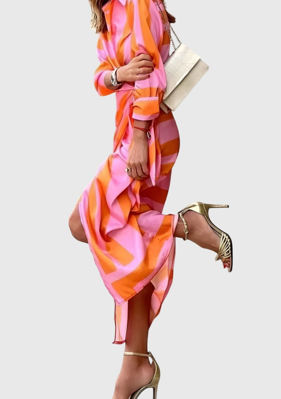 Liberty | Women's Satin Geometric Print Wrap Tie-Waist Maxi Dress Carol & Margaret Wilmington
