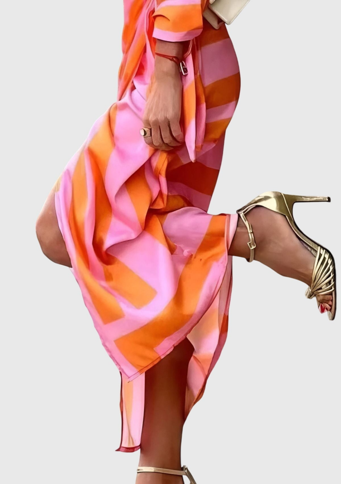 Liberty | Women's Satin Geometric Print Wrap Tie-Waist Maxi Dress Carol & Margaret Wilmington