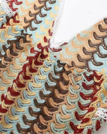 Hadassah | Women's Multicolor Knit Crochet Deep V-Neck Halter Maxi Dress Carol & Margaret Wilmington