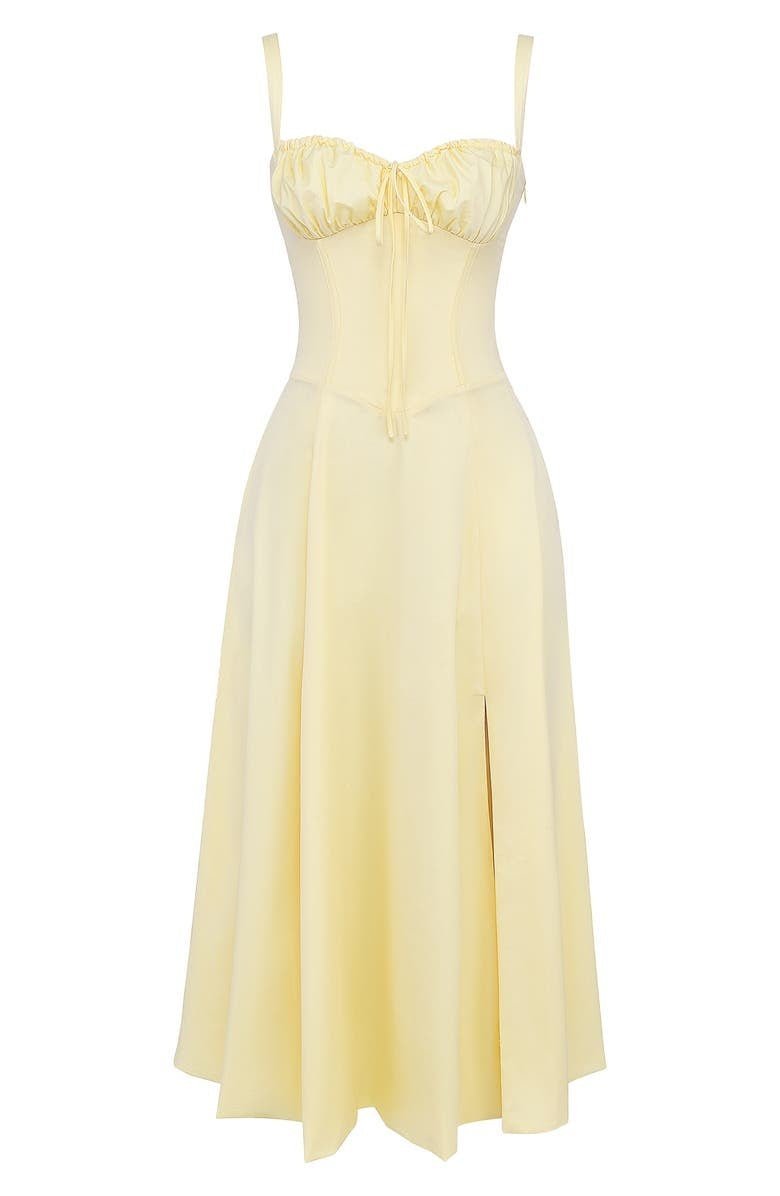 Amelia | Floral Corset Midi Dress Sweetheart Neckline