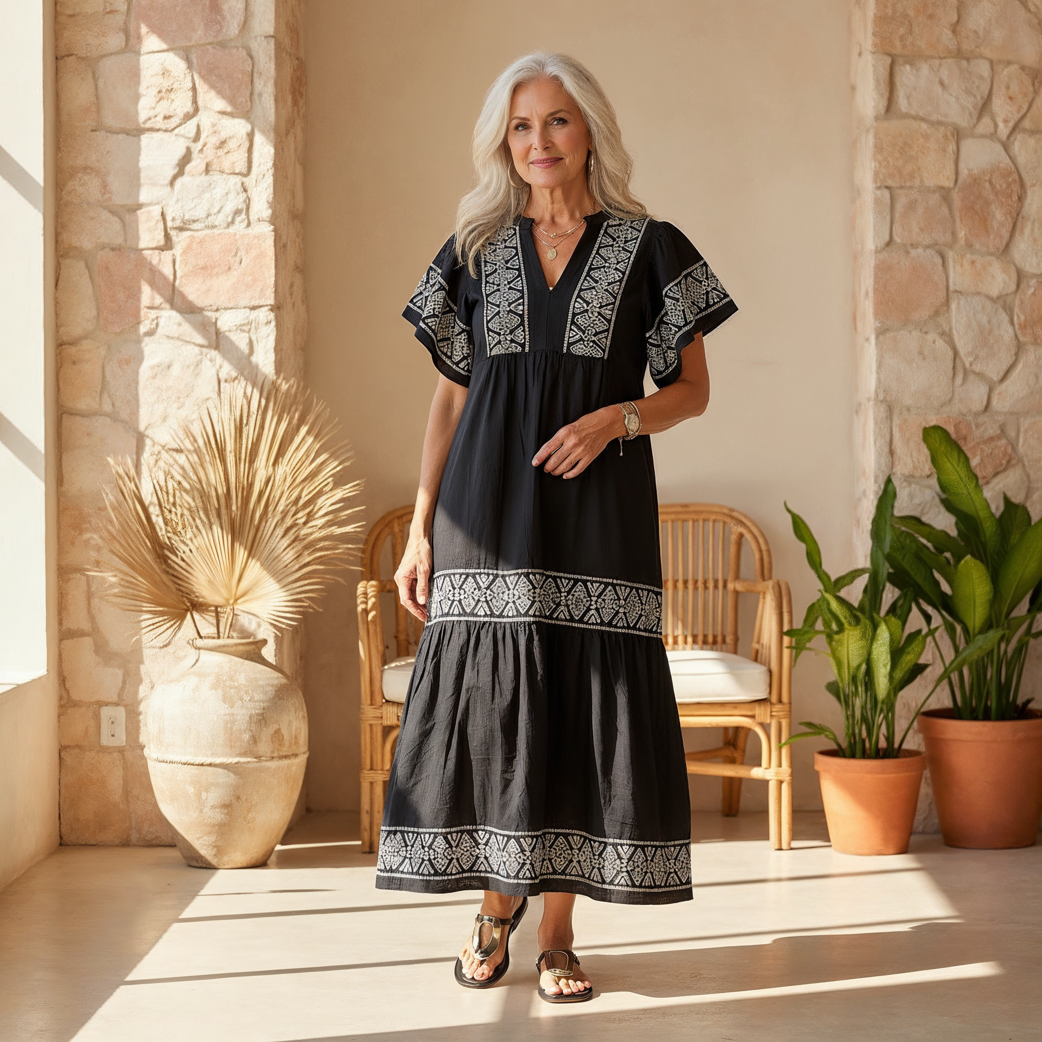 Patricia | Women’s Summer Boho V Neck Midi Dress