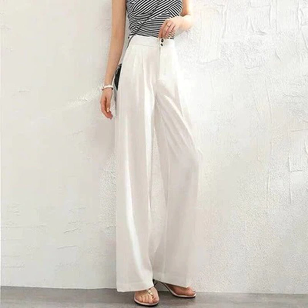 Linen Wide Leg Pants High Waisted Breathable Summer - White