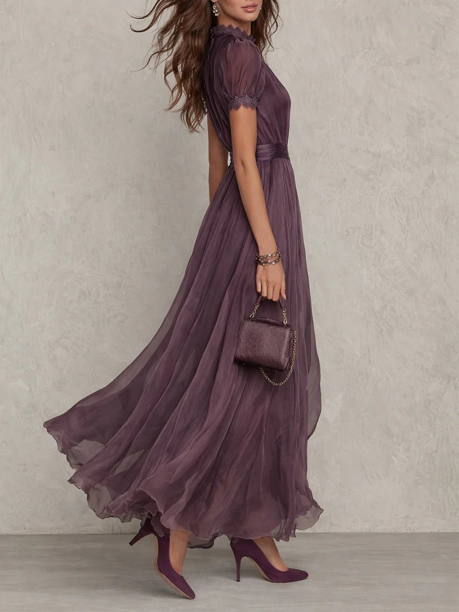 Scarlett | Maxi Dress Short Sleeve Keyhole Neckline Puff Sleeve