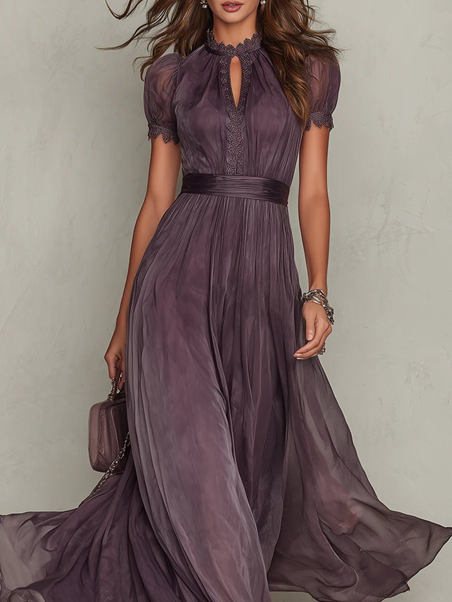Scarlett | Maxi Dress Short Sleeve Keyhole Neckline Puff Sleeve