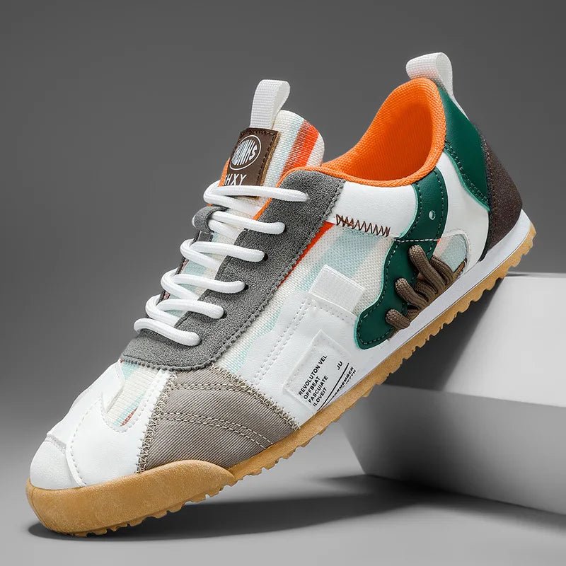 Men's Trail Sneakers Layered Suede Mesh Athletic - Orange