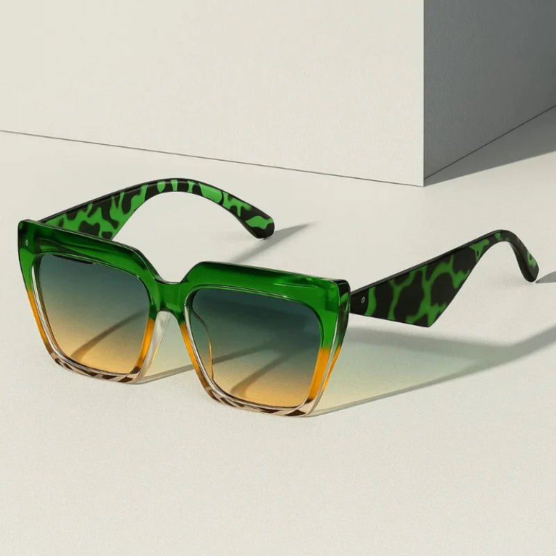 Sunglasses Oversized Square Frame UV400 Protection Retro - Green