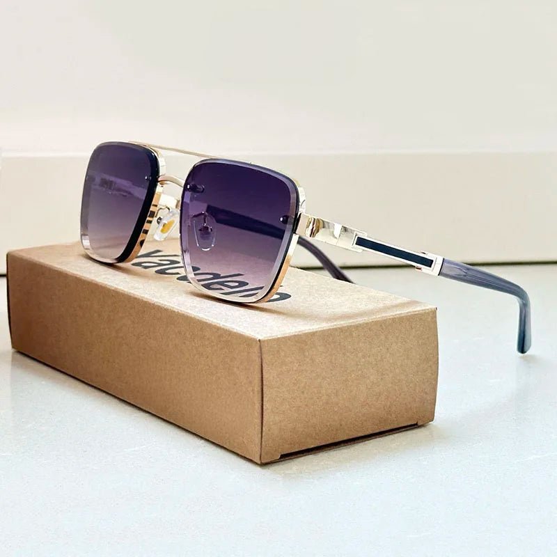 Sunglasses Retro Aviator Gold Titanium Frame Gradient