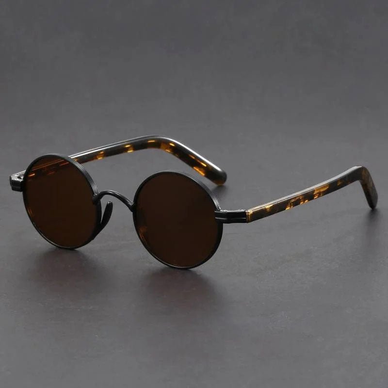Sunglasses Retro Round Metal Frame UV400 Protection - Black