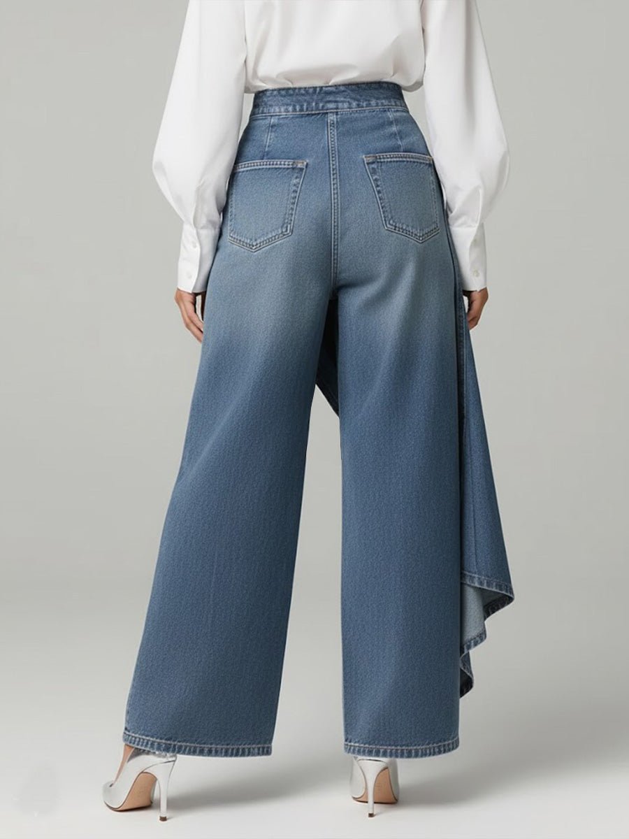 Olivia | Wide Leg Denim Pants High-Waisted Button Front Relaxed Fit