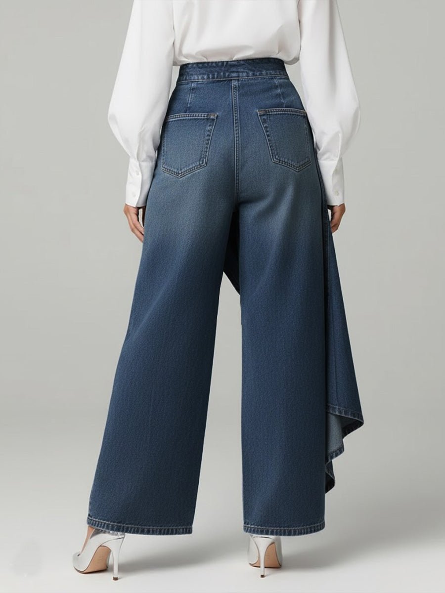 Olivia | Wide Leg Denim Pants High-Waisted Button Front Relaxed Fit