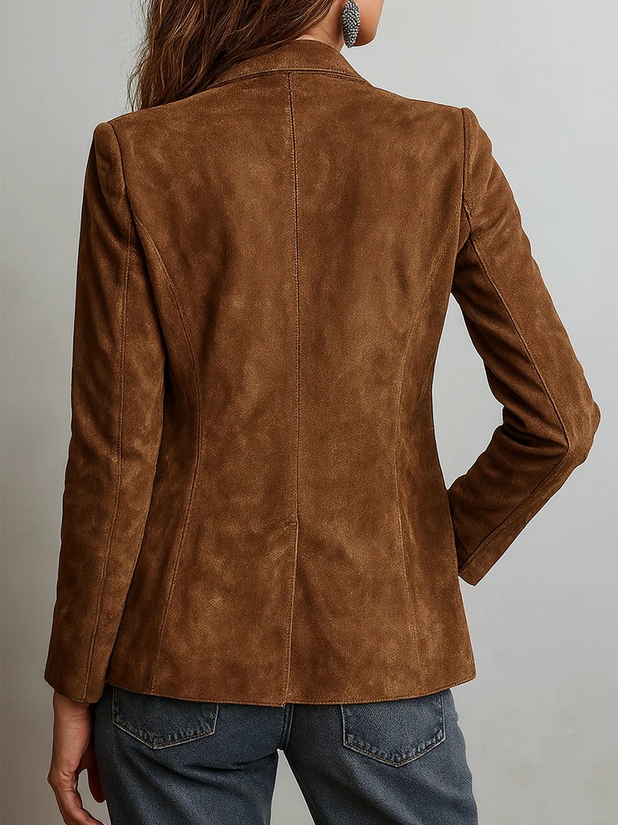 Olivia | Women's Faux Suede Blazer Tailored Fit Button Front