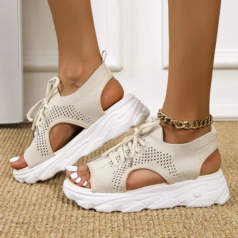 Camila | Women's Orthopedic Platform Sandals Lace-Up Knit