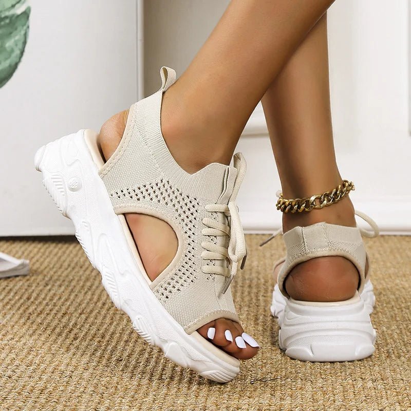 Camila | Women's Orthopedic Platform Sandals Lace-Up Knit