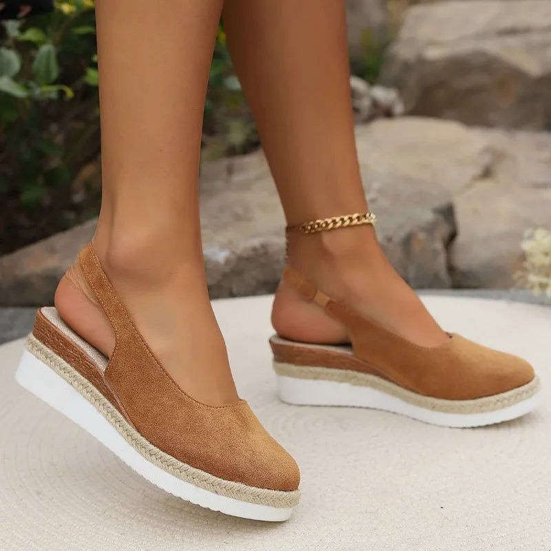Women's Orthopedic Platform Sandals Slip-On Comfort Espadrille - Khaki