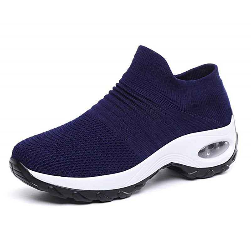 Women's Orthopedic Slip-On Sneakers Air Cushion - Blue (White Sole)