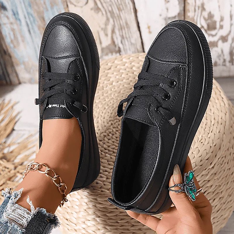 Women's Orthopedic Sneakers Lace-Up Comfort Support - Black