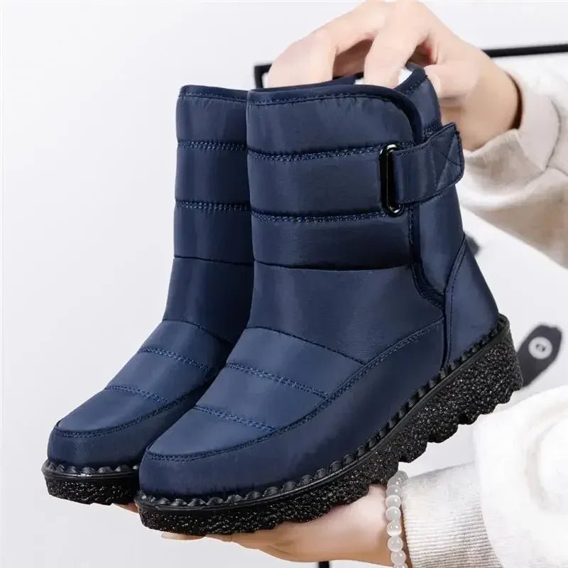 Women's Waterproof Boots Winter Snow Quilted Ankle - Blue